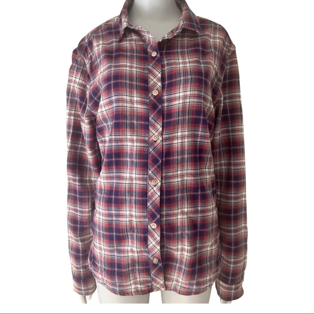 CALIFORNIA TAILOR No. 1 Flannel Button Up Shirt Plaid 100% Cotton Soft Size L - Picture 1 of 13